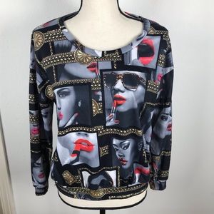 HYSSOP PULLOVER BLACK RED GOLD DIVA GIRL TOP